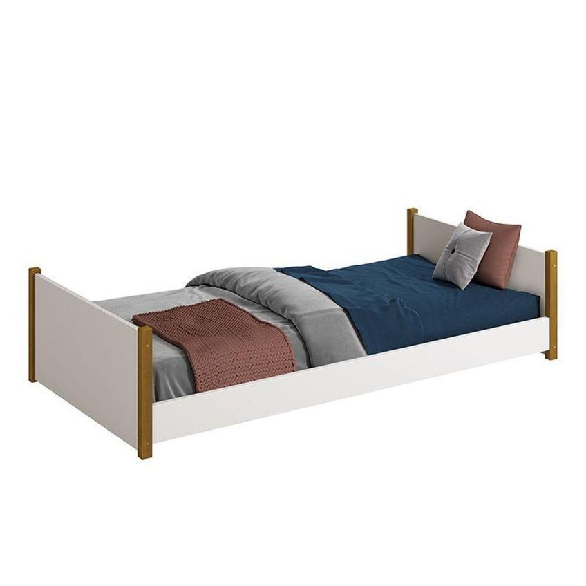 Cama Evolutiva Ravi Com Proteção Lateral Usinada MDF Branco Fosco Reller Móveis - imagem 2
