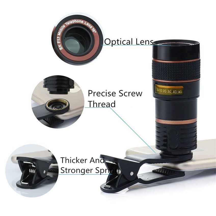 Lente Monocular Genérica 8x Com Clip Para Celular - imagem 3