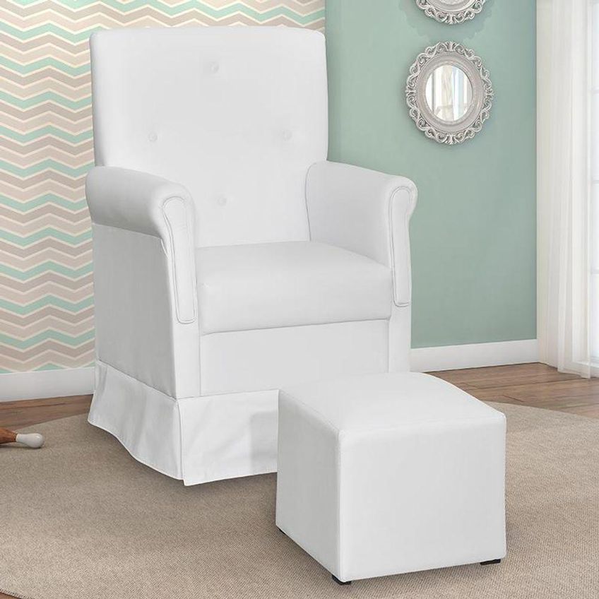 Poltrona de Amamentação Suzi com Balanço e Puff Corino Branco Phoenix Baby - imagem 4