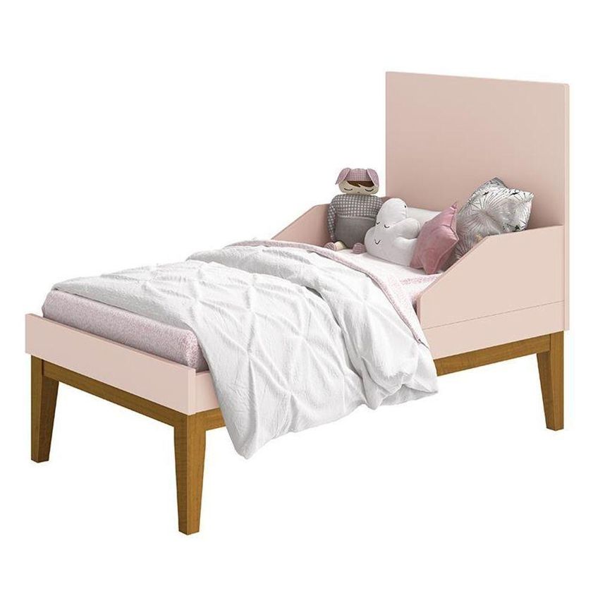 Jogo De Quarto Infantil Berço Americano E Cômoda 6 Gavetas Mdf Puxador Embutido Rosa Fosco Reller - imagem 4