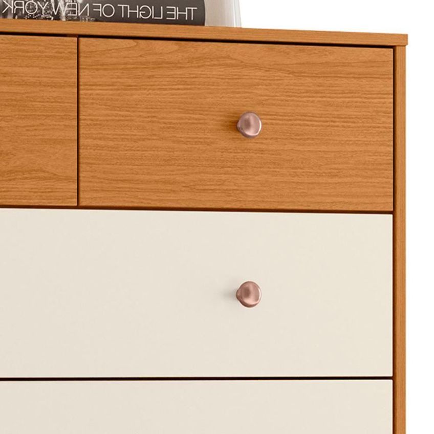 Cômoda Vittoria 6 Gavetas MDP Puxador em ABS Bronze Off White - imagem 4