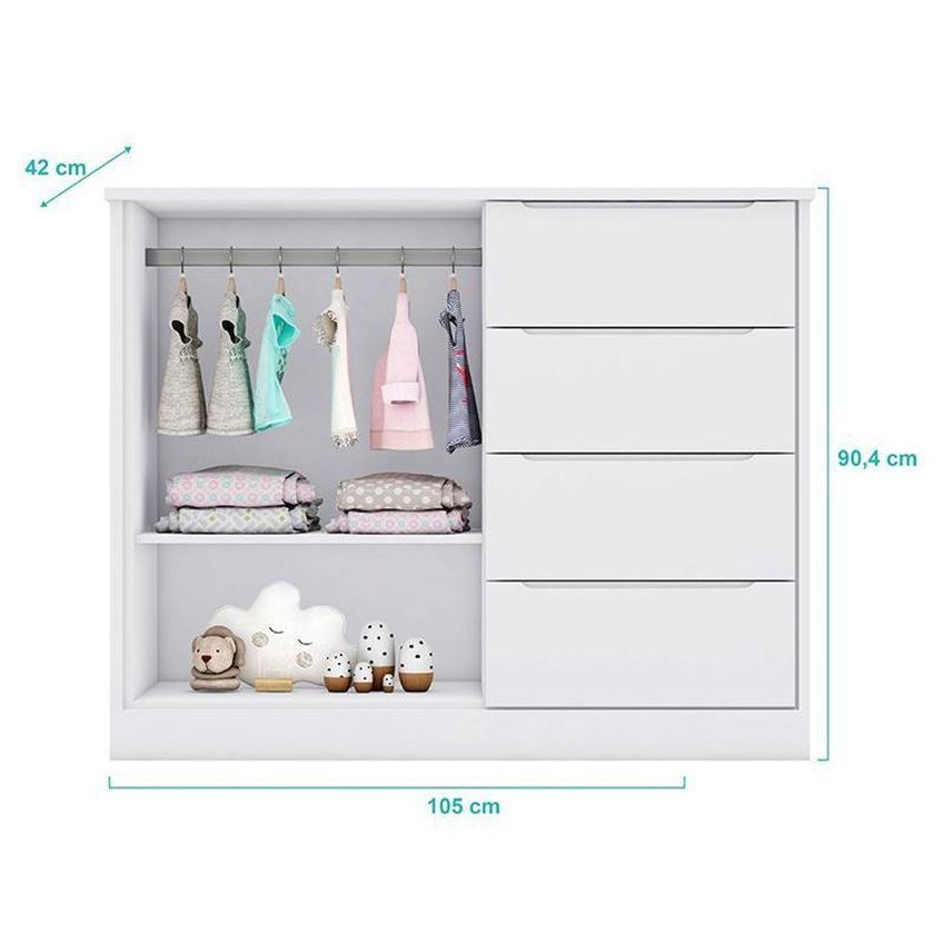 Cômoda Infantil Eloá 2 Portas E 4 Gavetas Branco Phoenix Baby - imagem 3