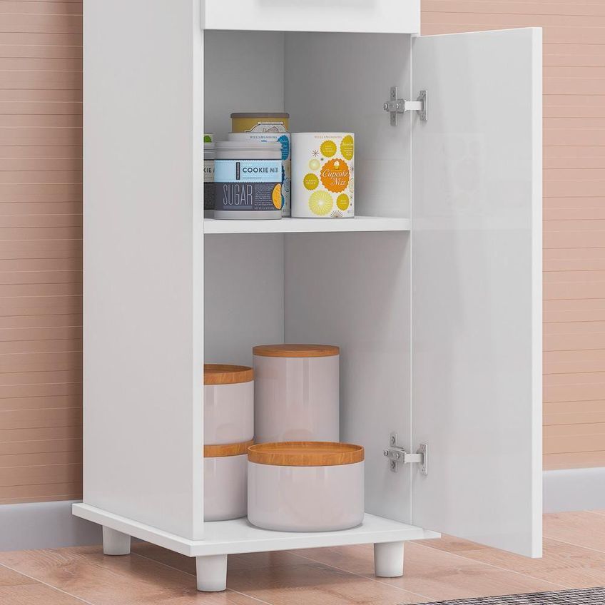 Balcão Moema 1 Porta 1 Gaveta MDP 35cm Branco Nicioli Móveis - imagem 5