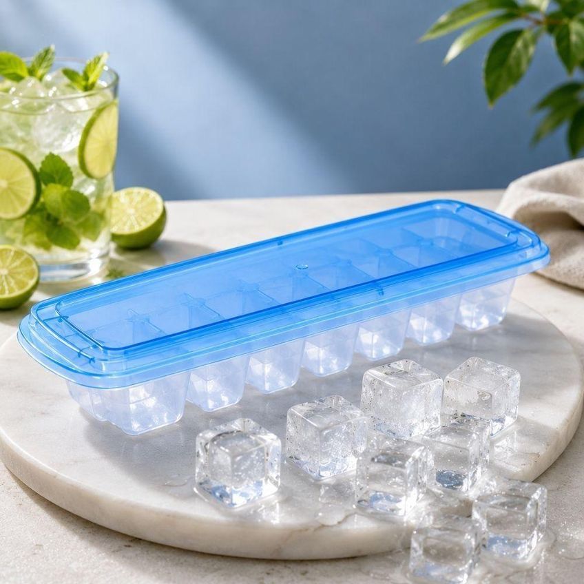 Forma De Gelo Com Tampa Firenze 14 Cubos Polipropileno Resistente Para Freezer E Cozinha - imagem 2