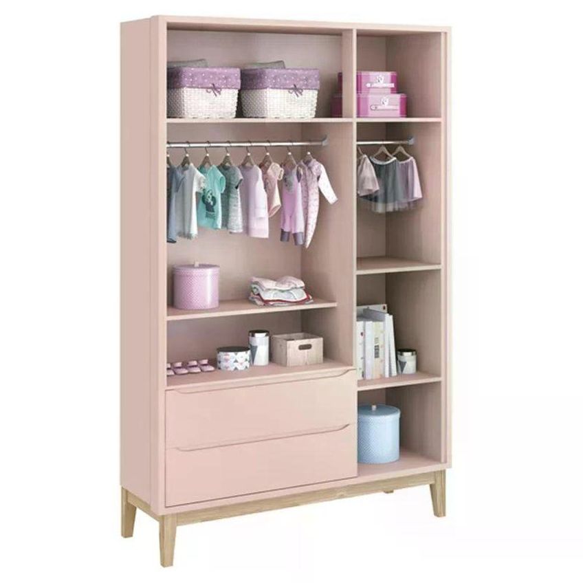 Conjunto De Quarto Classic Com Guarda Roupa E Berço E Cômoda Rosa Reller Móveis - imagem 3