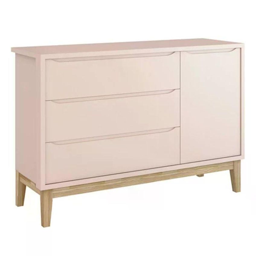 Conjunto De Quarto Classic Com Guarda Roupa E Berço E Cômoda Rosa Reller Móveis - imagem 4