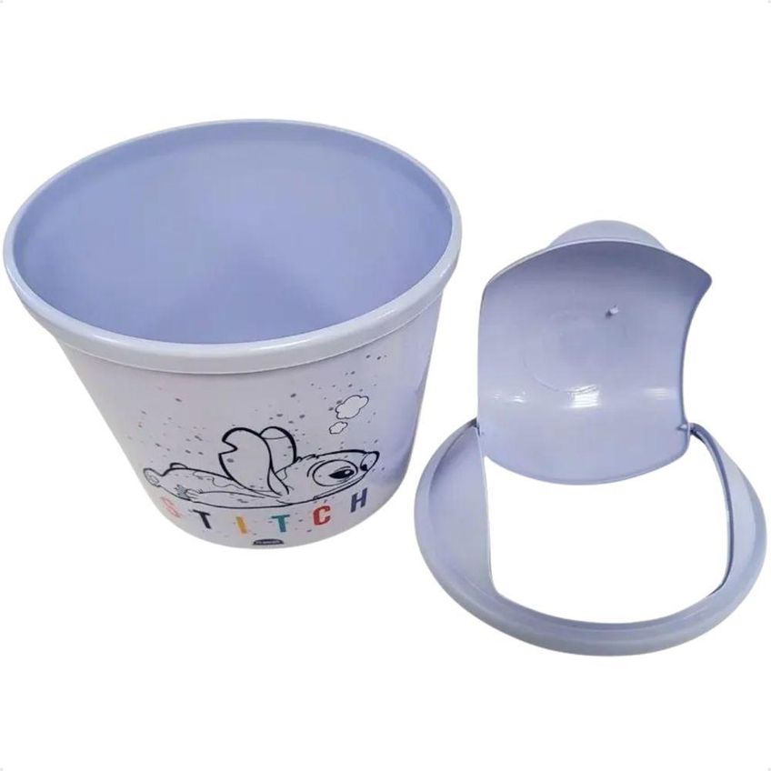 Lixeira Stitch Disney 2l Plástico Abertura Basculante Azul Plasútil - imagem 4