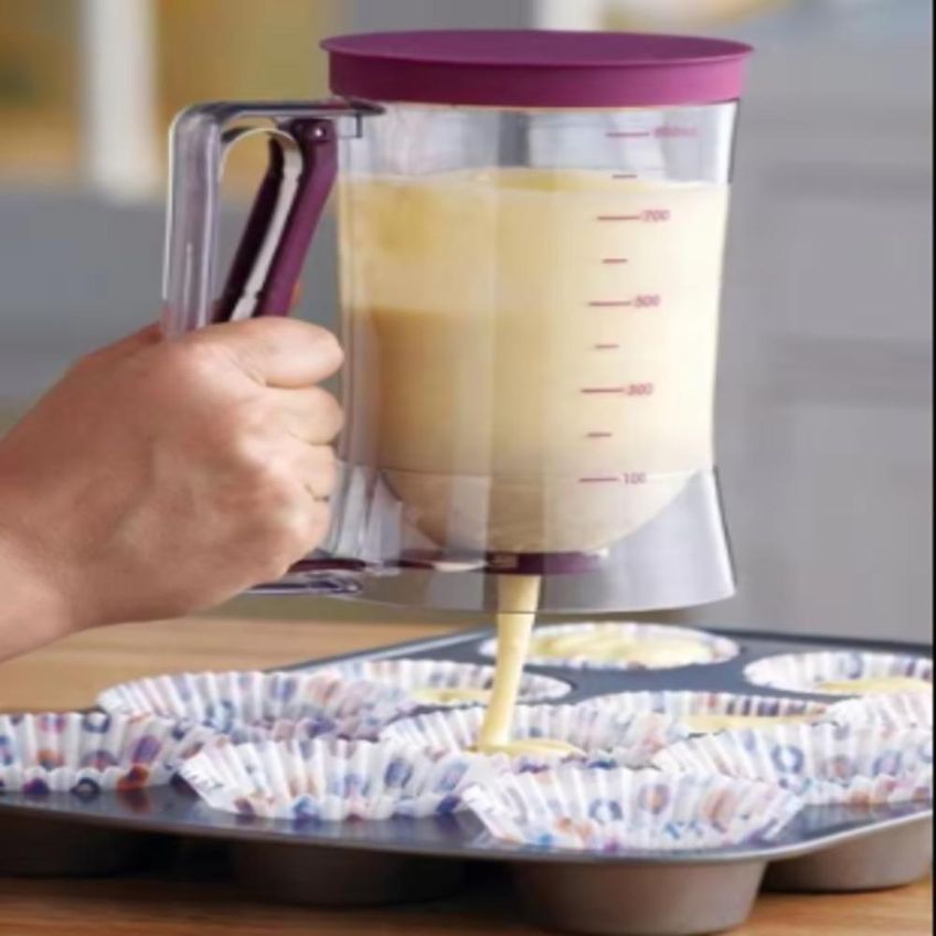 Medidor De Massa Profissional Para Bolo Panqueca Cupcake Com Dosador Válvula PP + ABS 900ml Roxo - imagem 5
