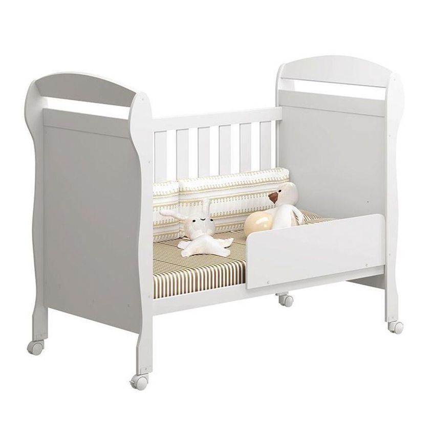 Conjunto De Quarto Infantil Ane Guarda Roupa 4 Portas 3 Gavetas Mdf Cômoda Berço Branco Phoenix Baby - imagem 4
