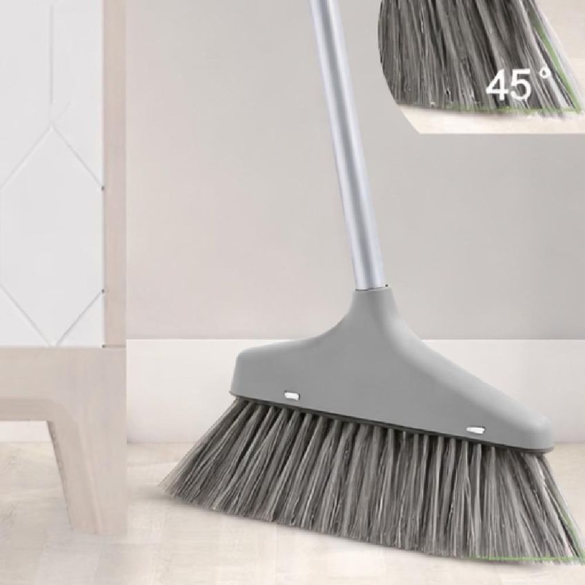 Kit Vassoura E Pá De Lixo 2 Em 1 Plástico E Cerdas Sintéticas Compacta Com Base Reta Para Uso - imagem 3