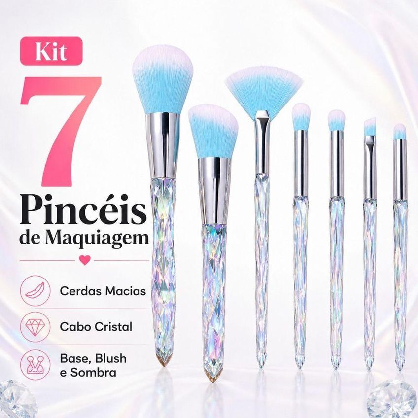Kit De Pincéis De Maquiagem Kit 7 Pincéis Profissional Cerdas Sintéticas Macias - imagem 3