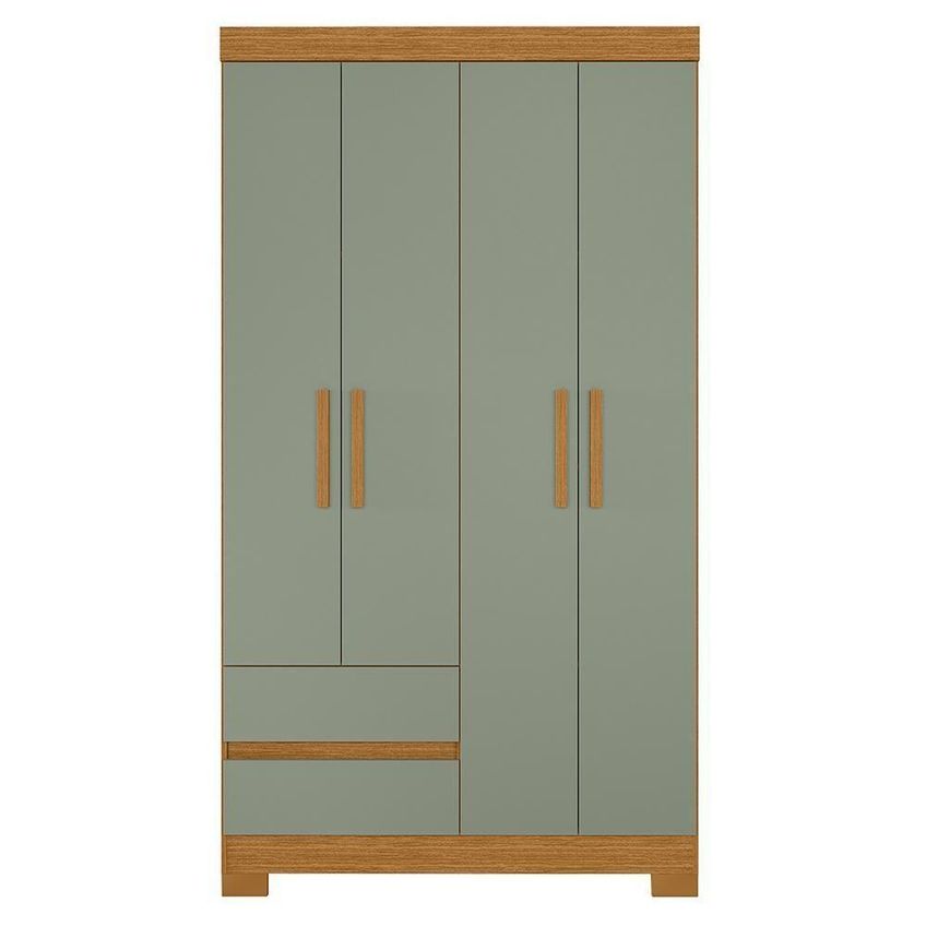 Guarda Roupa Solteiro Olímpia 4 Portas De Bater 2 Gavetas Mdp Cinamomo-sálvia - imagem 5