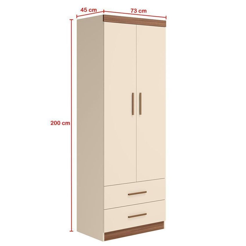 Guarda Roupa Infantil Chiara 2 Portas De Bater 2 Gavetas Mdp Off White E Carvalho Phoenix Baby 73cm - imagem 3