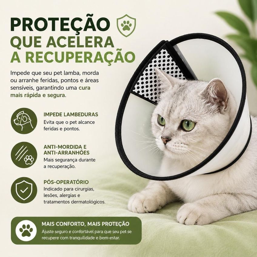 Colar Elizabetano Chalesco Cachorro Gato Protetor Pós-cirúrgico Cone Veterinário Ajustável Tamanho 3 - imagem 4