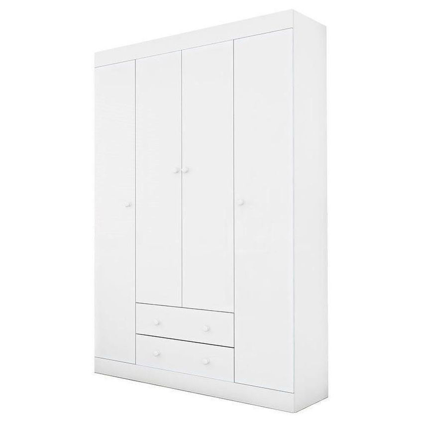 Conjunto De Quarto Dormitório Infantil Helena Guarda Roupa Cômoda E Berço 4 Portas MDP Branco - imagem 5