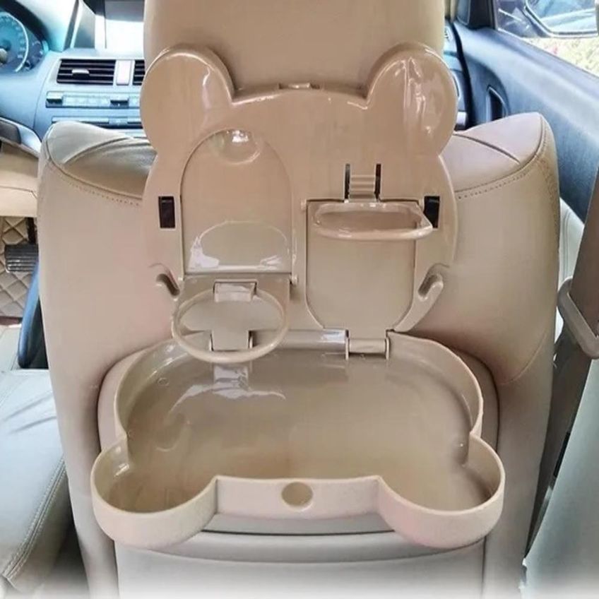 Mesa Para Carro Bandeja Com Porta Copos Plástico ABS Dobrável Organizador De Lanches Para Viagem - imagem 4