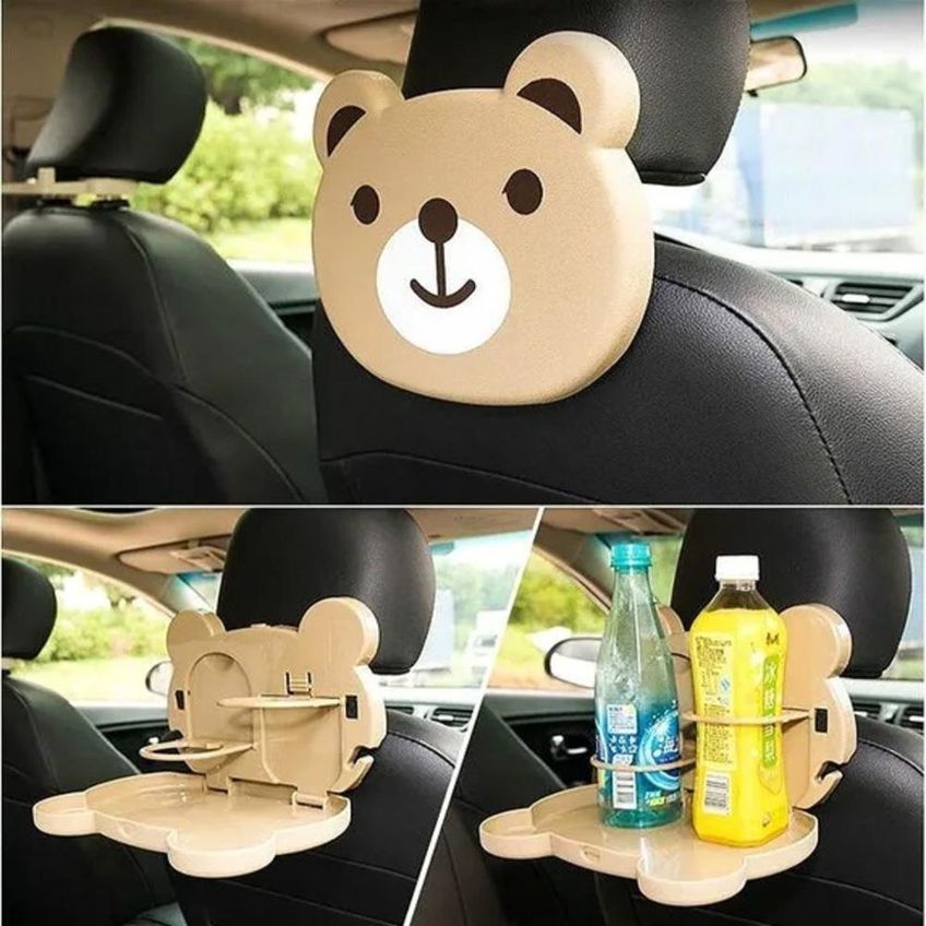 Mesa Para Carro Bandeja Com Porta Copos Plástico ABS Dobrável Organizador De Lanches Para Viagem - imagem 5