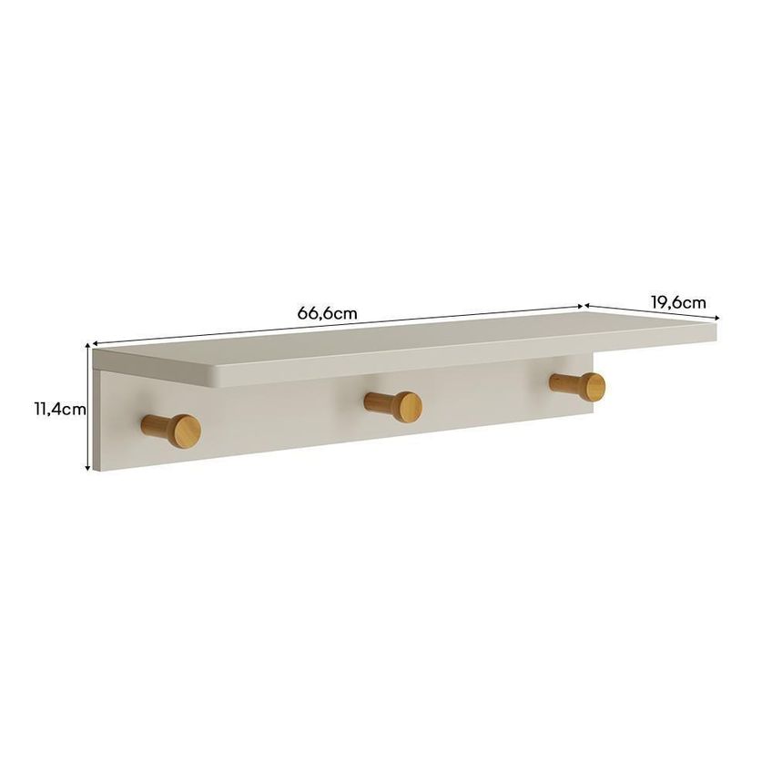 Prateleira Cabideiro Bia 66,6cm MDF Fixação Parafuso Quarto Infantil Amadeirado - imagem 3