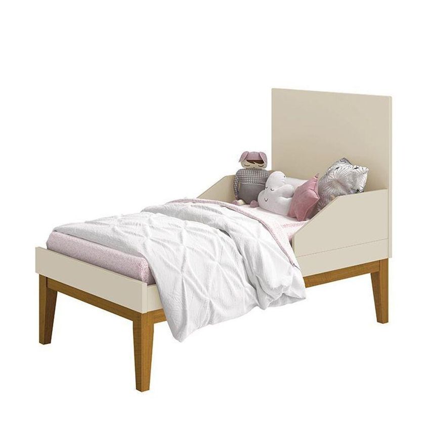 Conjunto De Quarto Com Guarda Roupa Cômoda E Berço Mini Cama MDF Areia Fosco Reller Móveis - imagem 5