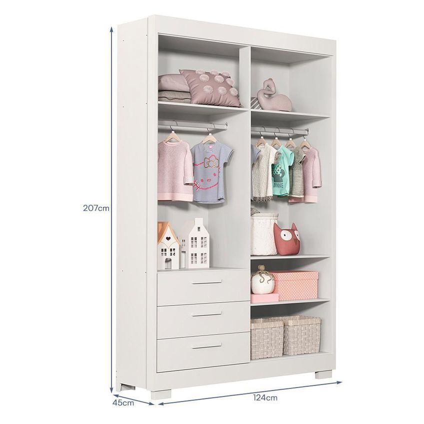 Dormitório Zaki Guarda Roupa Cômoda E Berço Katatau Com Colchão Supreme 4 Portas 3 Gavetas MDF - imagem 5