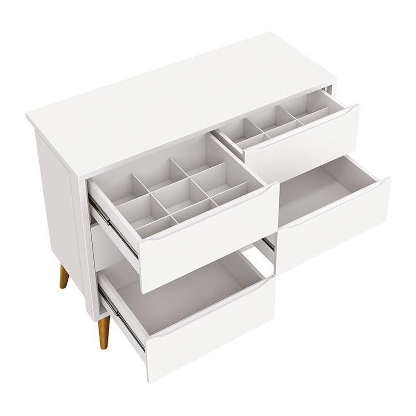 Cômoda Infantil Theo 6 Gavetas MDF Puxador Embutido Branco Fosco Reller Móveis - imagem 3