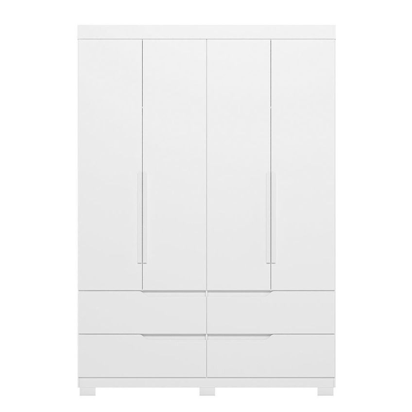 Guarda Roupa Solteiro Doble 4 Portas 4 Gavetas MDP Branco-Freijó Albatroz Móveis - imagem 3