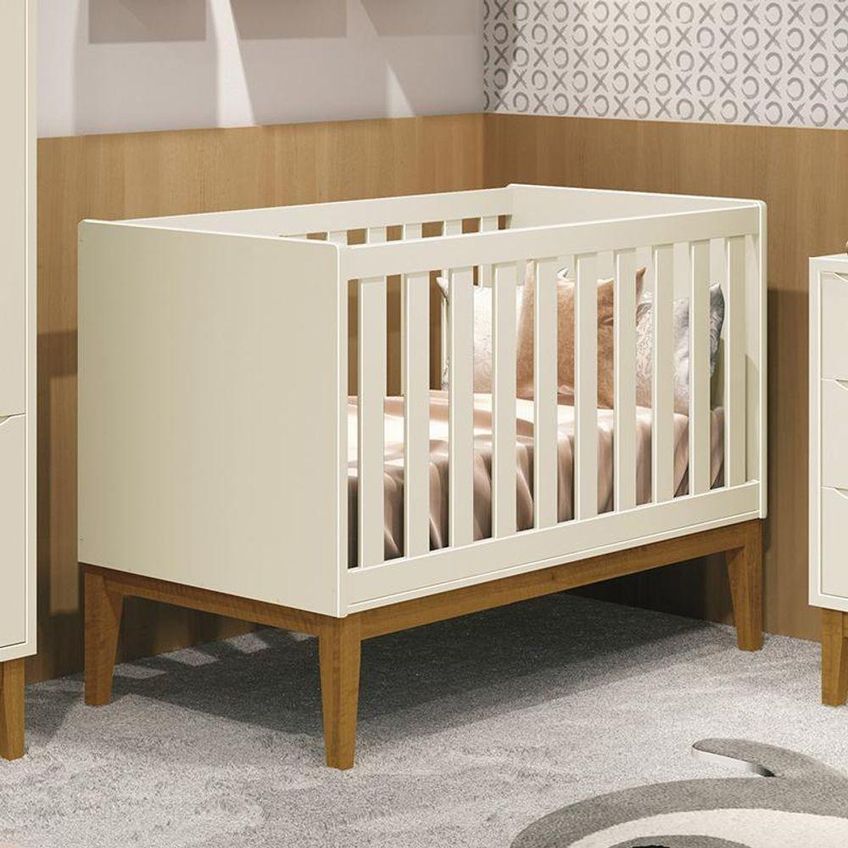 Berço Mini Cama Classic Pés Amadeirado Areia Fosco Reller Móveis - imagem 4