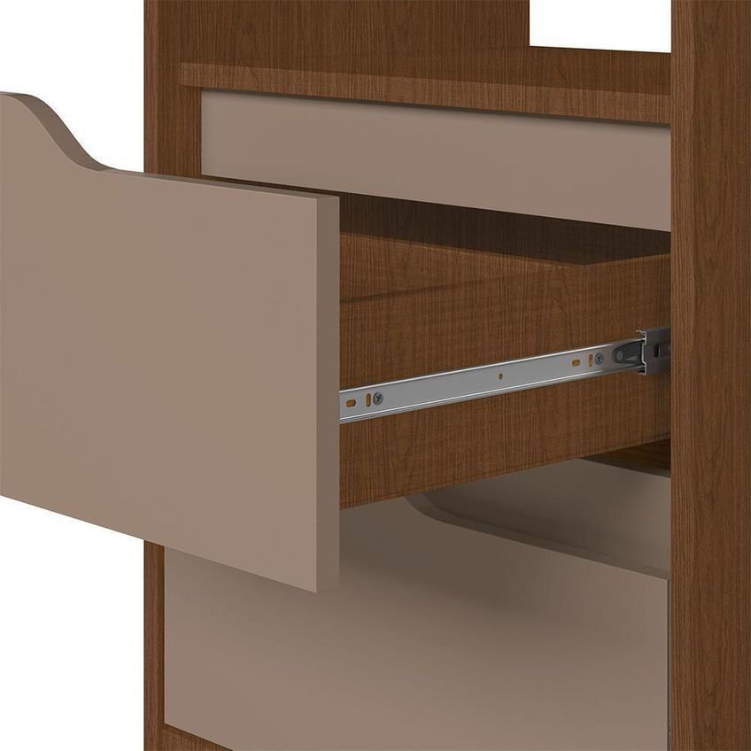 Mesa De Cabeceira Sole 2 Gavetas Retangular Mdf-mdp 45cm Capuccino E Nogueira - imagem 4