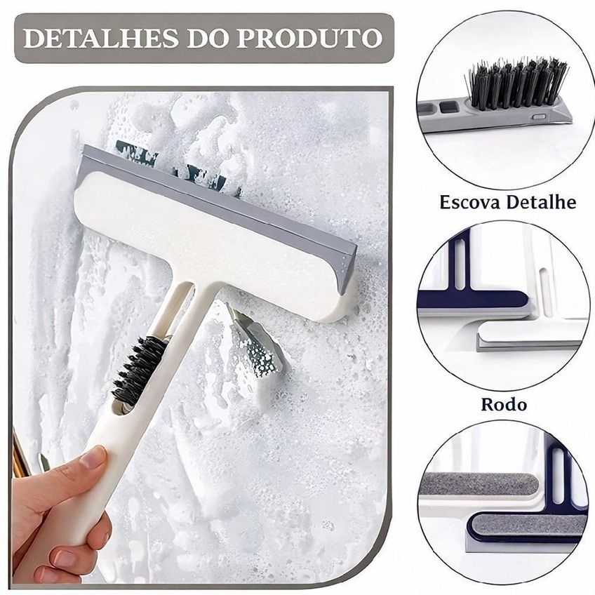 Rodinho De Pia Limpador De Vidro 4 Em 1 Multiuso Plástico Resistente Para Pia Cozinha Espelho Branco - imagem 3