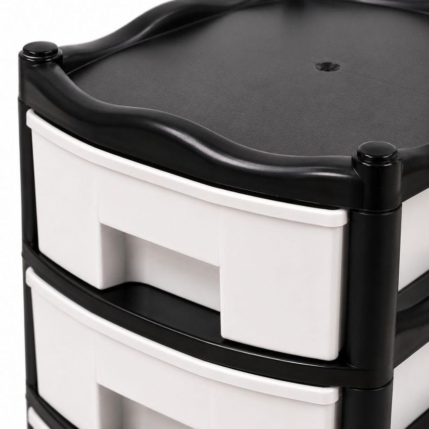 Gaveteiro De Mesa Organizador Multiuso Plástico Empilhável Para Escritório Preto 15cm - imagem 3