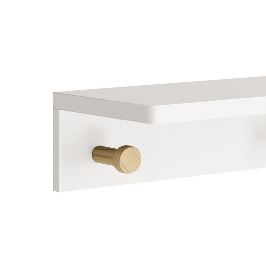 Prateleira Cabideiro Bia Sem Porta Sem Gavetas MDF 89,6cm Branco Fosco E Madeira Natural - imagem 2