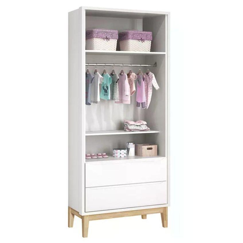 Guarda Roupa Infantil Classic 2 Portas De Bater 2 Gavetas MDF Branco Fosco Reller Móveis - imagem 2