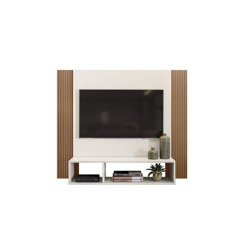 Painel De TV Demadero Para TV Até 40" 120cm MDP Com Nicho Off White Nicioli Móveis - imagem 3