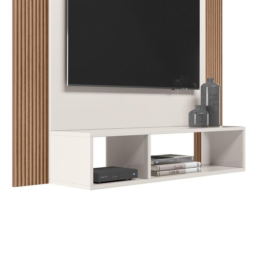 Painel De TV Demadero Para TV Até 40" 120cm MDP Com Nicho Off White Nicioli Móveis - imagem 4