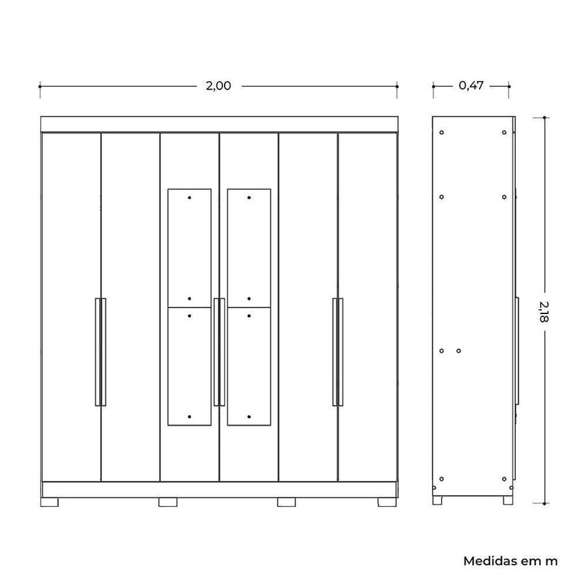 Guarda Roupa Casal Vinci 6 Portas De Bater 3 Gavetas Mdp Cinamomo Albatroz Móveis - imagem 4