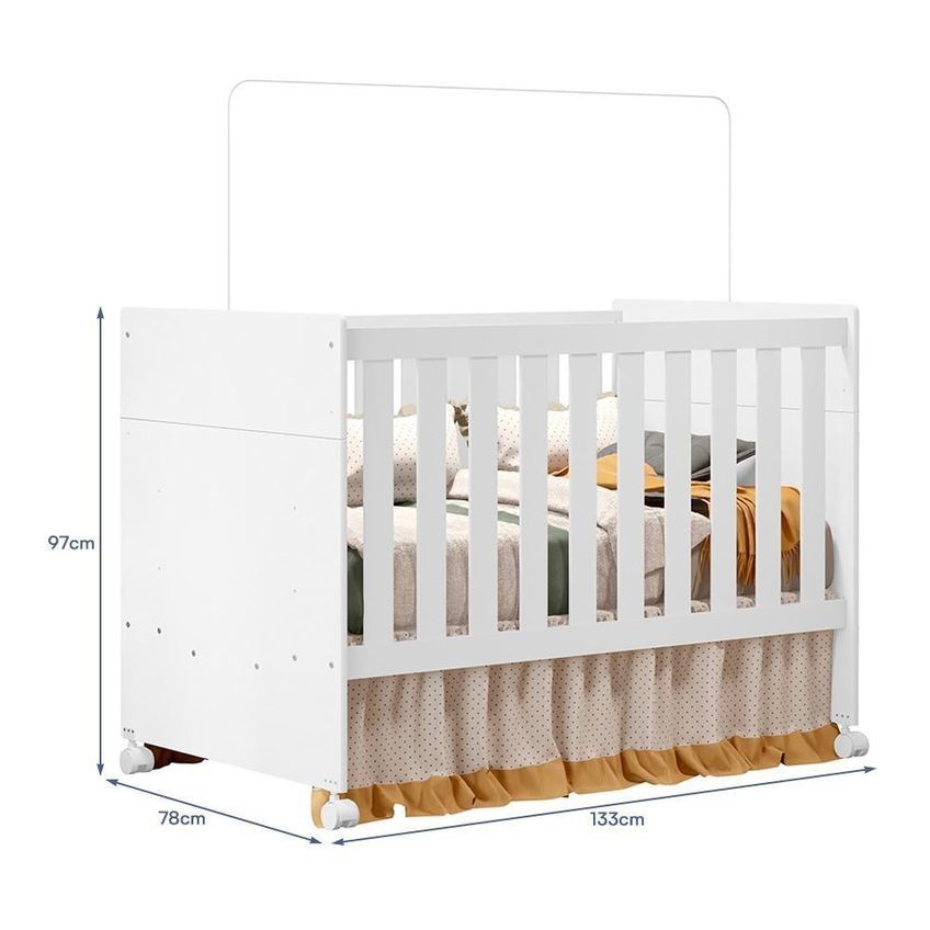 Jogo De Quarto Infantil Guarda Roupa E Berço Zaki Katatau Mdf Branco Fosco Reller Móveis - imagem 3