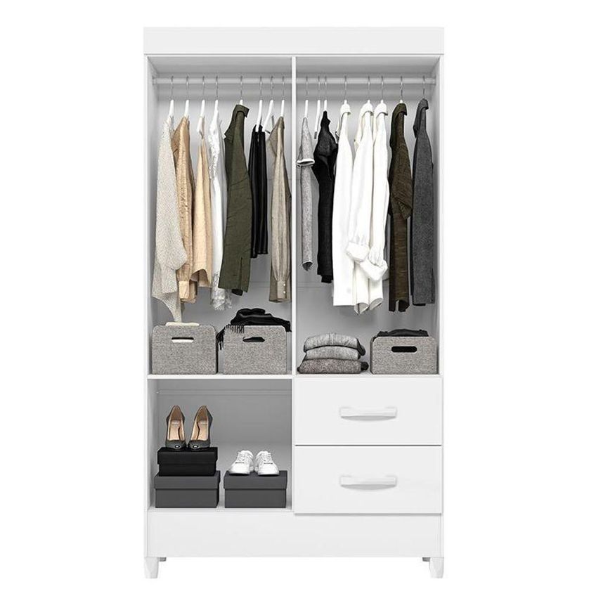 Guarda Roupa Solteiro Mobi 4 Portas De Bater 2 Gavetas MDP Branco Fosco 98cm Albatroz Móveis - imagem 2