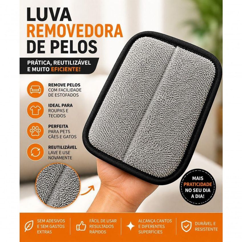 Luva Removedora De Pelos Reutilizável Para Roupas E Estofados Top Rio - imagem 3