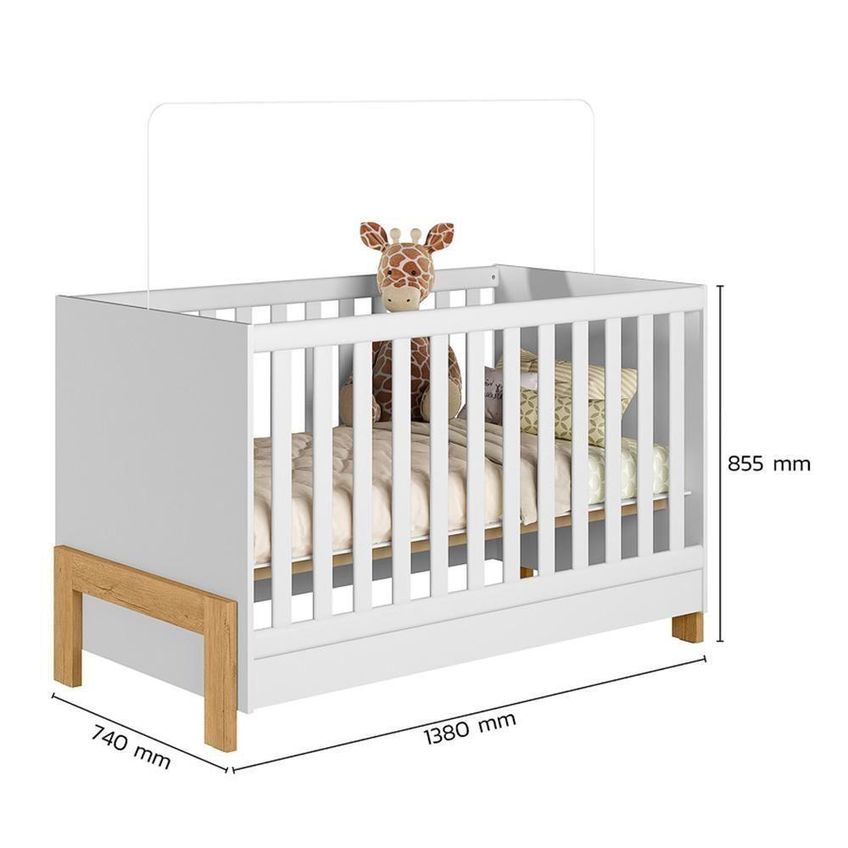 Jogo De Quarto Infantil Ayla Com Guarda Roupa E Berço Branco Acetinado - imagem 3