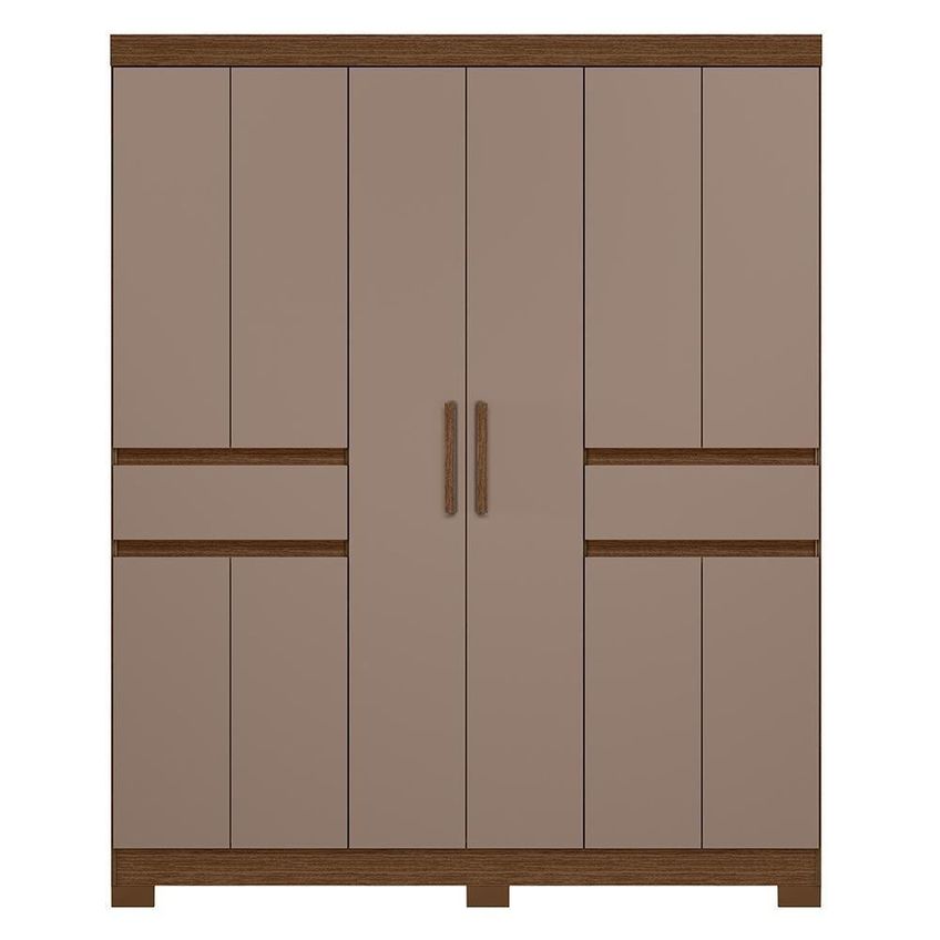 Guarda Roupa Solteiro Olímpia 10 Portas 2 Gavetas MDP Nogueira-Capuccino Albatroz Móveis - imagem 5