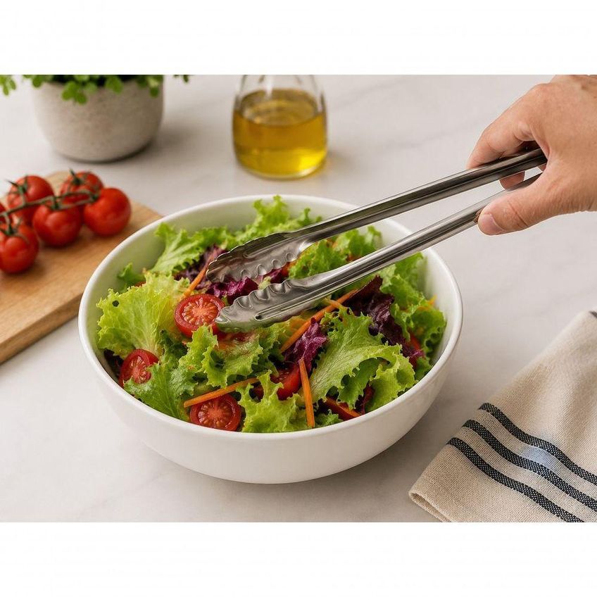 Pegador De Salada Em Aço Inox Resistente Multiuso Para Servir Massas E Alimentos Inox Top Rio - imagem 3