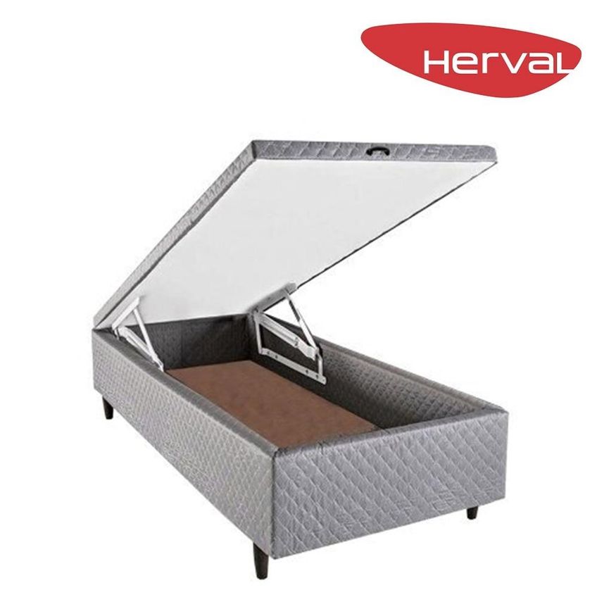 Base Cama Box Baú Solteiro Herval Montana 46x79x198 Cm Cinza - imagem 2