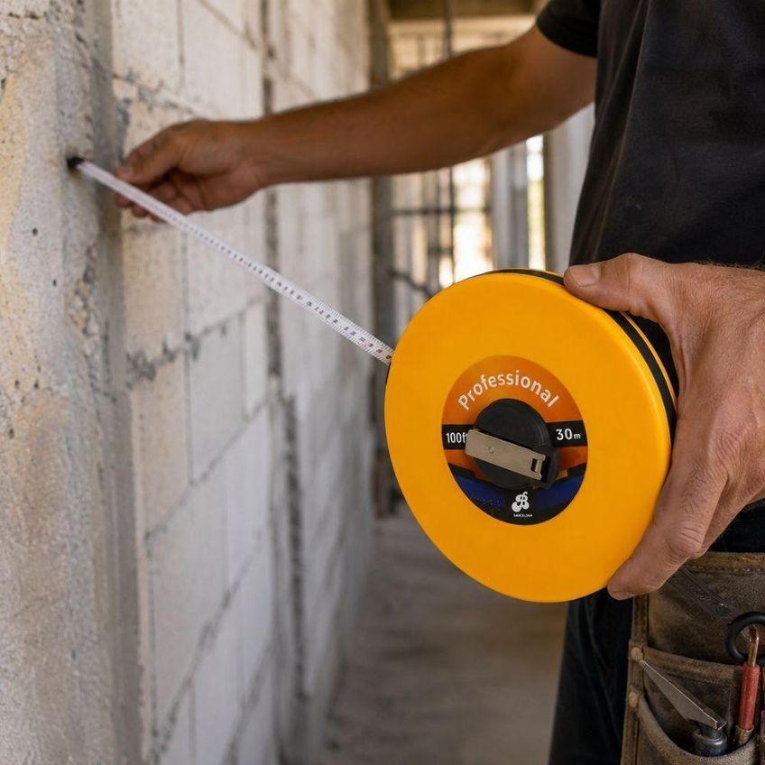 Trena Fita Métrica 30m Retrátil Com Manivela Profissional Amarelo - imagem 5