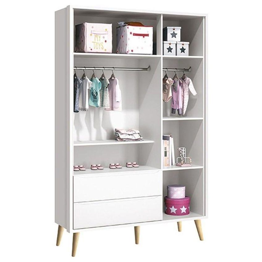 Conjunto De Quarto Theo 3 Portas Giratória 2 Gavetas MDF Branco Com Guarda Roupa Berço E Cômoda - imagem 2