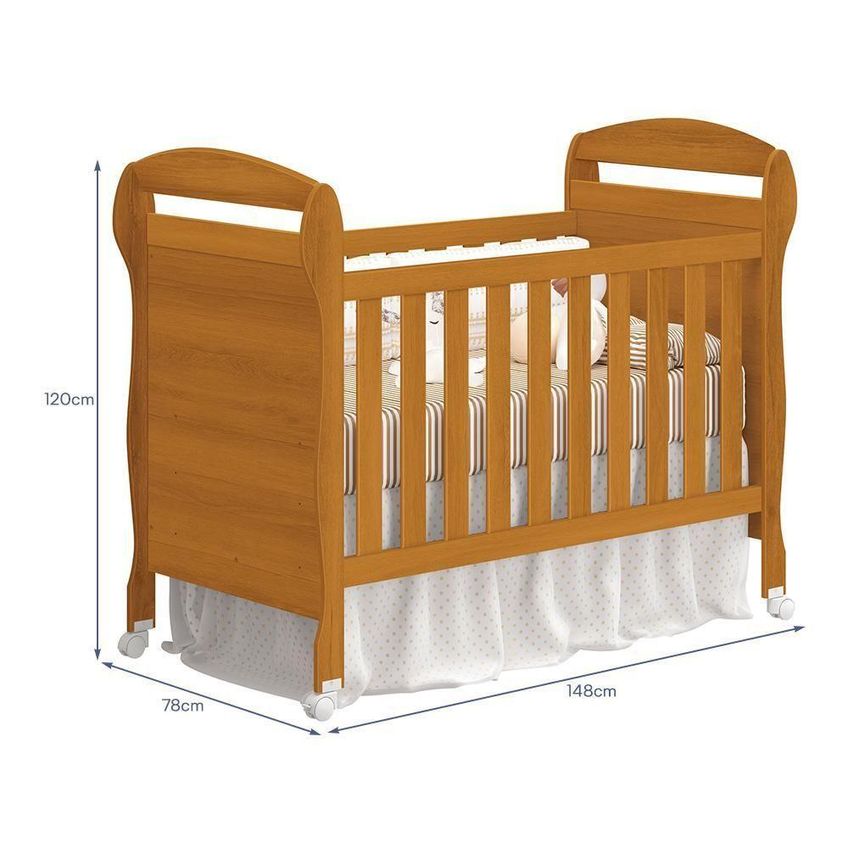 Kit Gêmeos Berço Americano Mini Cama Danny Com Colchão Supreme Amadeirado Reller Móveis - imagem 5