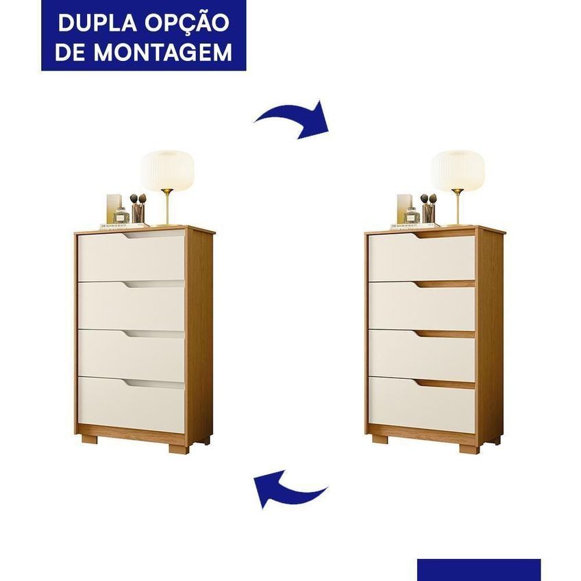 Cômoda Sole 4 Gavetas MDP 70cm Off White Albatroz Móveis - imagem 2
