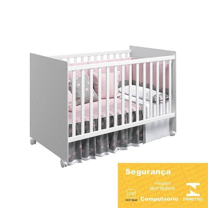 Conjunto De Quarto Ane Guarda Roupa Cômoda Berço 4 Portas 3 Gavetas MDF Branco Phoenix Baby - imagem 5