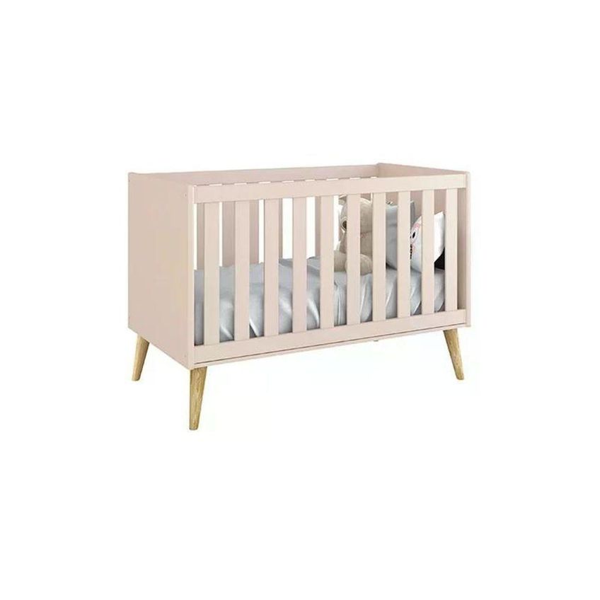 Berço Americano Theo Transforma-se Em Mini Cama Rosa Fosco Reller Móveis 135cm - imagem 2