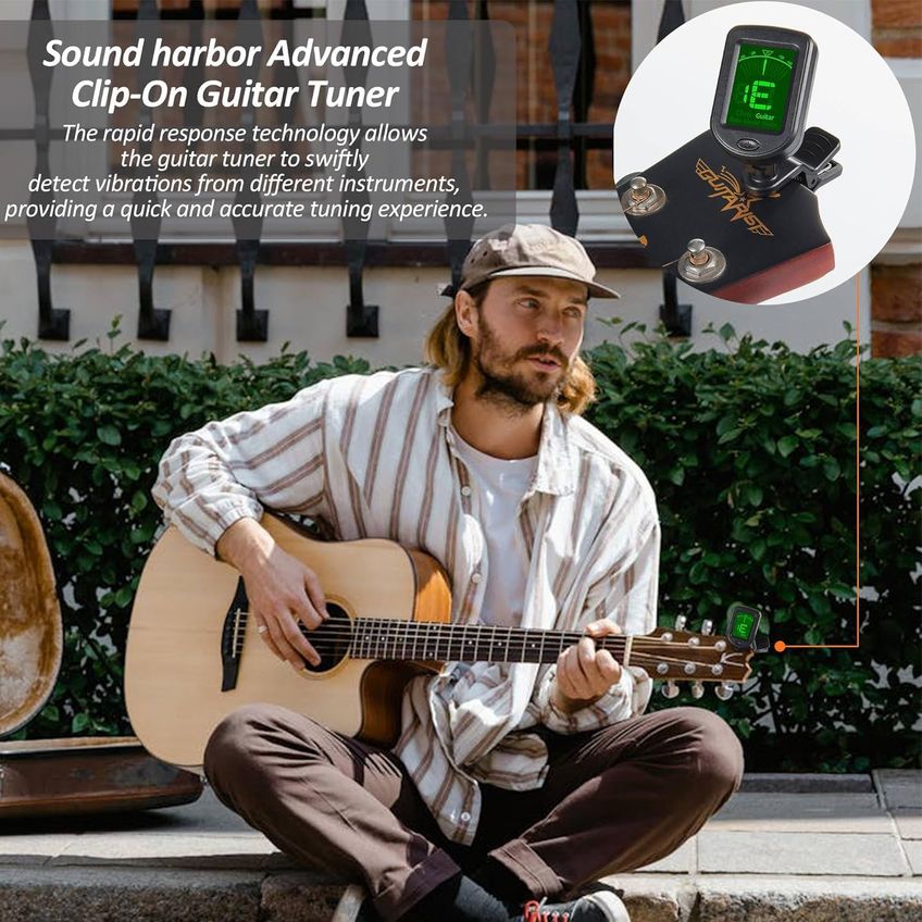 Clip-on Guitar Tuner Sound Harbor Para Guitarra E Baixo E Ukulele - imagem 3