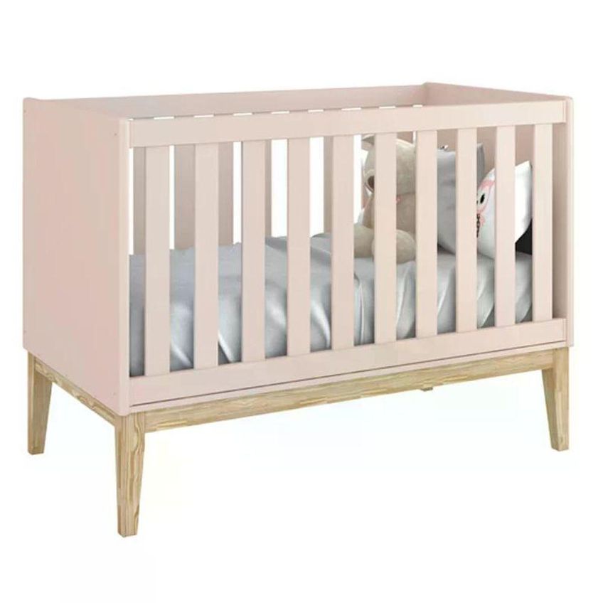 Berço Americano Classic Com Colchão D18 Rosa Fosco Reller Móveis - imagem 3
